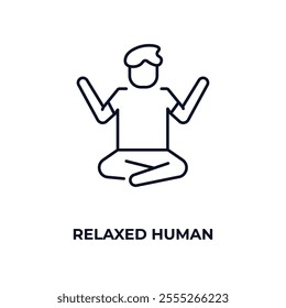 relaxed human outline icon. Linear vector from feelings concept. Thin line relaxed human icon isolated on white background