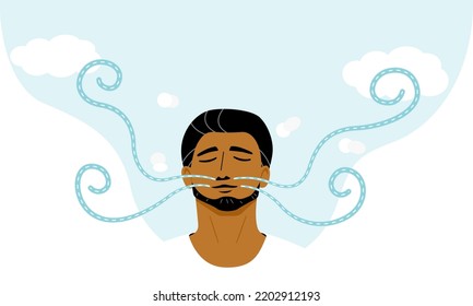 Relaxed Man Breathing Fresh Air On Stock Vector (Royalty Free ...