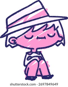 Dibujo de tiza de hombre relajado en color neón brillante