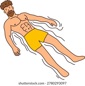 Relaxed Man Floating Effortlessly On His Back Swimming