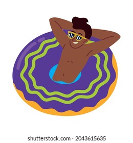 relaxed man in floating ring icon