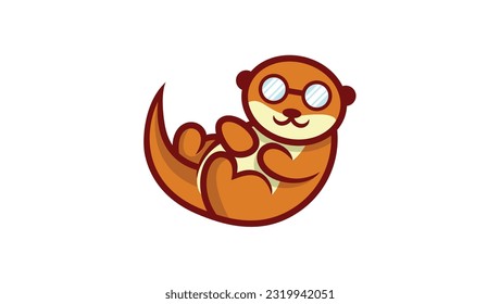 Relaxed Otter logo abstract vector design template