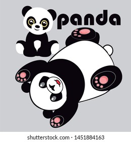 
relaxed panda drawing-vector illustration desing