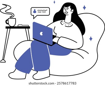 A relaxed person working on a laptop, showcasing a cozy home office vibe, perfect for remote work inspiration.