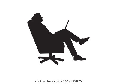 Relaxed Person Working on Laptop Silhouette Design