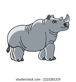 A Relaxed Rhino Hand Drawn Vector