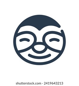 Relaxed Sloth Hanging in Jungle Vector Icon Illustration