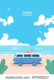 Relaxed summer background illustration collection 