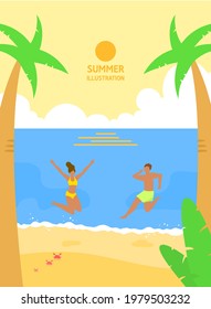 Relaxed summer background illustration collection 