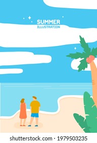 Relaxed summer background illustration collection 