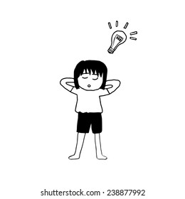 Relaxed to thinking idea, vector
