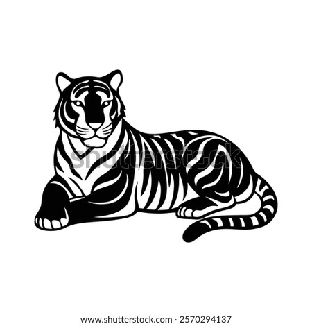 Relaxed tiger lying down silhouette icon design