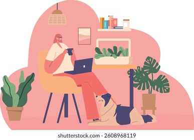 Relaxed woman growing home greenery