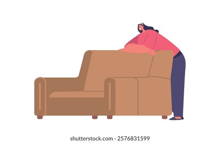 Relaxed Woman Reclining On A Comfortable Sofa, Exuding Tranquility And Contentment In A Serene Setting