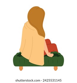 Relaxed woman sitting Hygge concept Vector illustration