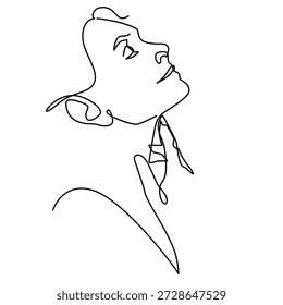 Cara de mujer relajada una línea de dibujo. Ilustración de una sola línea de cara de mujer relajada. Arte de línea minimalista de la cara de la mujer relajada Arte vectorial de la cara de la mujer relajada