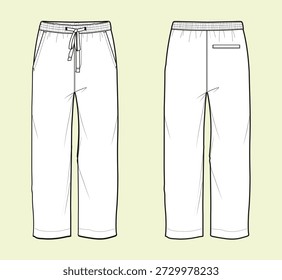 Relaxed-Fit Pants Technical Flat Front and Back View