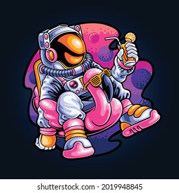 relaxing astronaut on space illustration