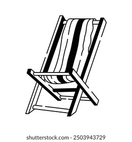 Icono de silla de playa relajante, perfecto para el verano, vacaciones y playa, listo para usar Vector