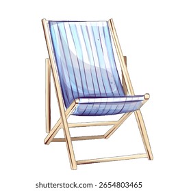 Cadeira de praia relaxante pronta para aventuras de verão sob o sol, perfeito para escapadas à beira-mar e reuniões de férias à beira-mar para o relaxamento final