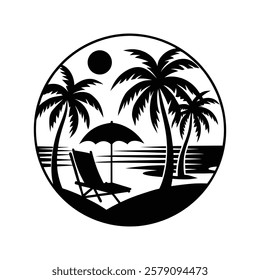 Relaxing Beach Silhouette Vector Design