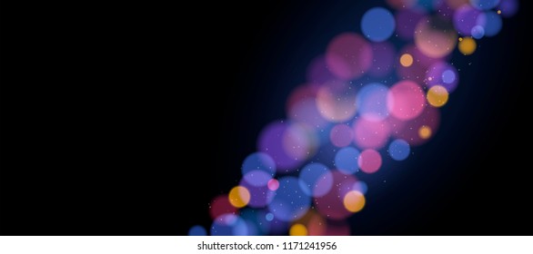 Relaxing bokeh background with glittering purple and blue element