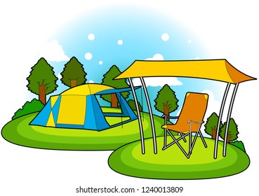 Relaxing camping scenery