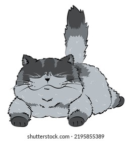 Relaxing cat with raised tail