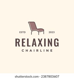 relaxing chair sleep pool furniture modern minimal colored hipster logo design vector icon illustration