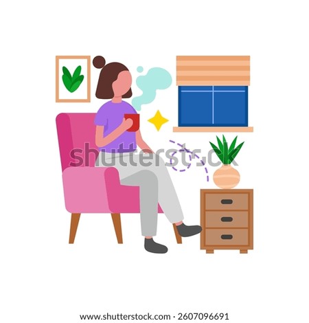 Relaxing Coffee Break Vlog Flat Vector Illustration