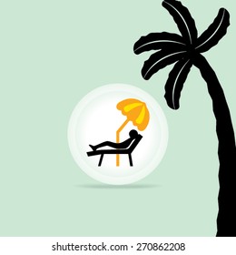 relaxing concept with palm tree summer vector illustration