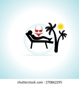 relaxing concept with palm tree summer vector illustration