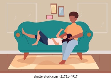 pareja relajante en el diseño de un sofá