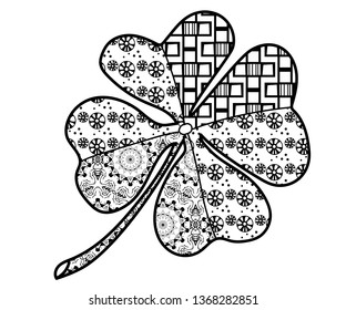 Сlover. Relaxing or developing coloring for adults and children. - Vector. Vector illustration.