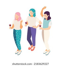 Relajación de la composición isométrica de las personas que beben con caracteres humanos aislados con bebidas en fondo blanco ilustración vectorial