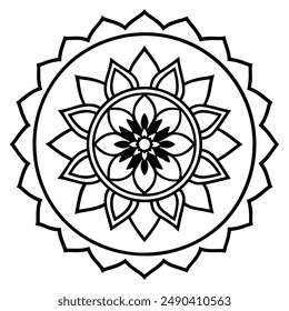 Relaxing and easy mandala design for coloring book, tattoo or mehndi design and wall art