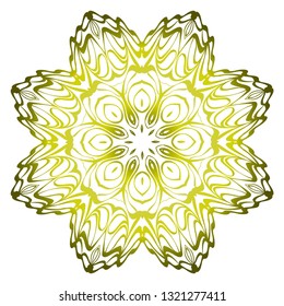 Relaxing Floral Mandala Ornament. Vector Illustration. Print For Modern Yoga Interiors Design, Wallpaper, Textile Industry. Green olive gradient color.