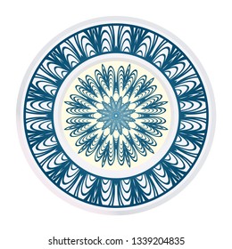 Relaxing Floral Mandala Ornament. Vector Illustration. Print For Modern Yoga Interiors Design, Wallpaper, Textile Industry.