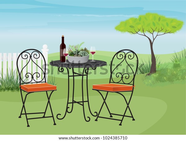 Relaxing Garden Lawn Bistro Table Chairs Stock Image Download Now