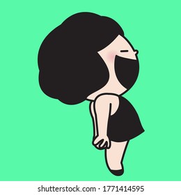 Relaxing Girl Standing With Hands Crossed Back Concept Card Character illustration