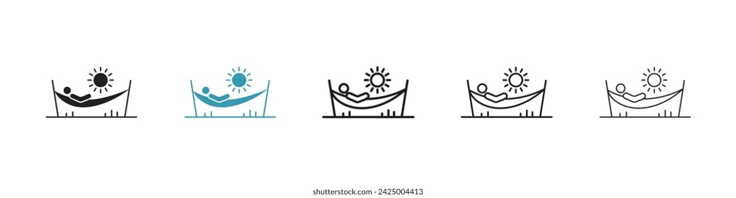 Relaxing in Hammock Vector Icon Set. Beach Leisure vector symbol for UI design.
