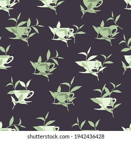 Relaxing with Herbal Teas Vector Graphic Silhouette Seamless Pattern can be use for background and apparel