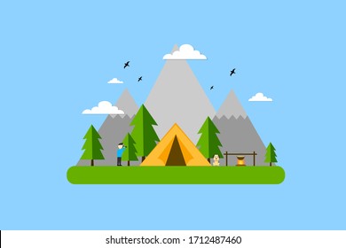 Relaxing Holidays By Camping Vector Illustrator Stock Vector (Royalty ...