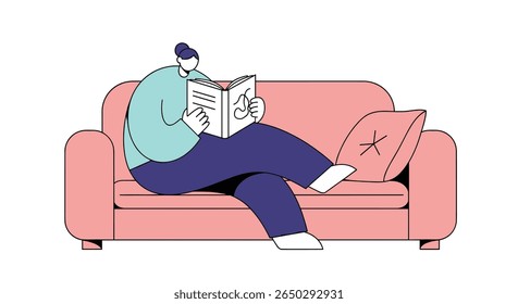 Relaxing at home reading a newspaper on a comfortable couch is a good idea