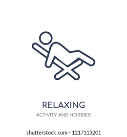 Relaxing icon. Relaxing linear symbol design from Activity and Hobbies collection. Simple outline element vector illustration on white background.