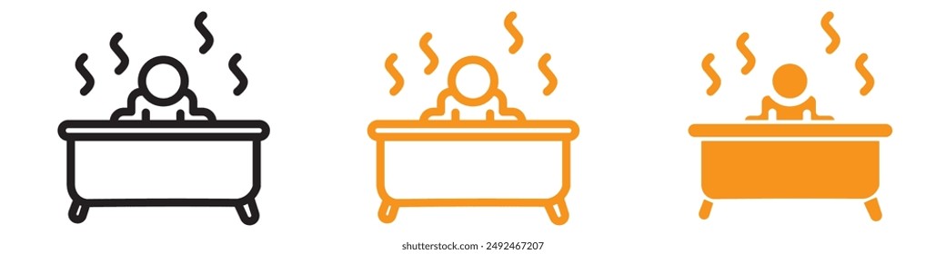 Relaxing Man in Jacuzzi Icon for Spa and Wellness Graphics Perfect for Representing Relaxation and Spa Services