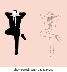 Relaxing man in suit. Vector isolated illustration