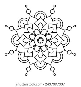 relaxing mandala art for coloring book, simple and easy mandala design
