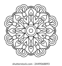 relaxing mandala art for yoga logo, simple mandala design for coloring book and tattoo design
