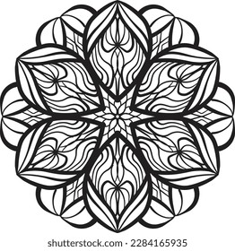 Relaxing mandala coloring anti stress meditation drawn decoration